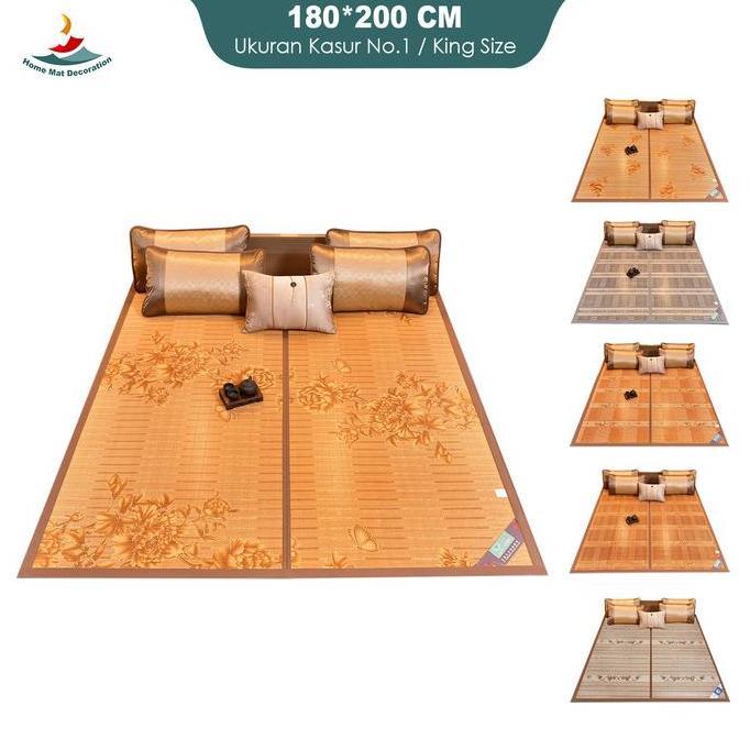 HOME MAT DECORATION Tikar Bambu Lipat Serbaguna Hemat Tempat Desain Klasik Elegan Uk 120 160 180x200