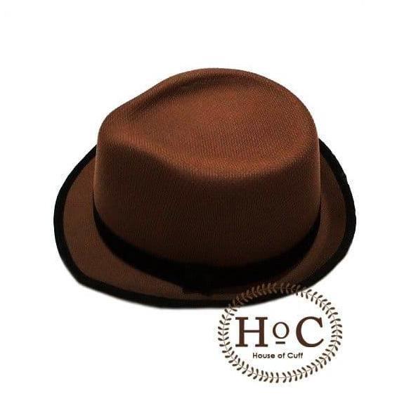 Topi Fedora Hat Brown Net Fedora Hat