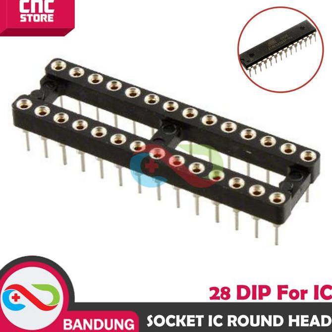 Socket Ic 28P Soket Ic Dip28 Dip-28 Round Narrow Atmega328P/8/168