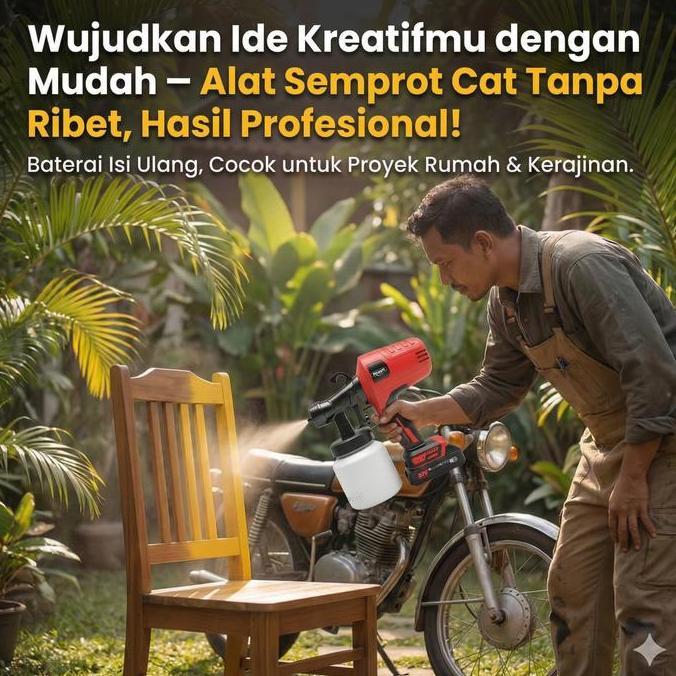 NEW REAIM Spray Gun Cat Semprot 800ML Cordless Baterai Mesin Cat Semprot Sprayer Cat Elektrik Alat S