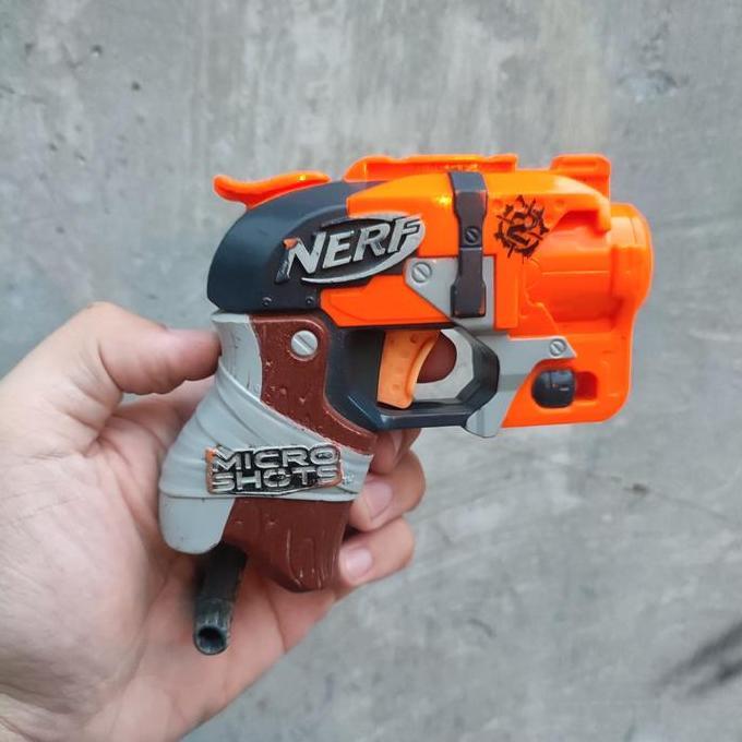 MAINAN PISTOL NERF MICRO SHOTS HAMMERSHOT ZOMBIE STRIKE FREE 1 PELURU PS99