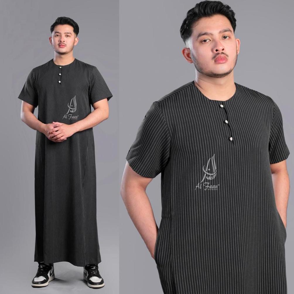 New Jubah Pendek Rayyan Slimfit Wool Gamis Jubah Pria Muslim Semi Wool Jubah Alfaan Gamis Pria Alzan