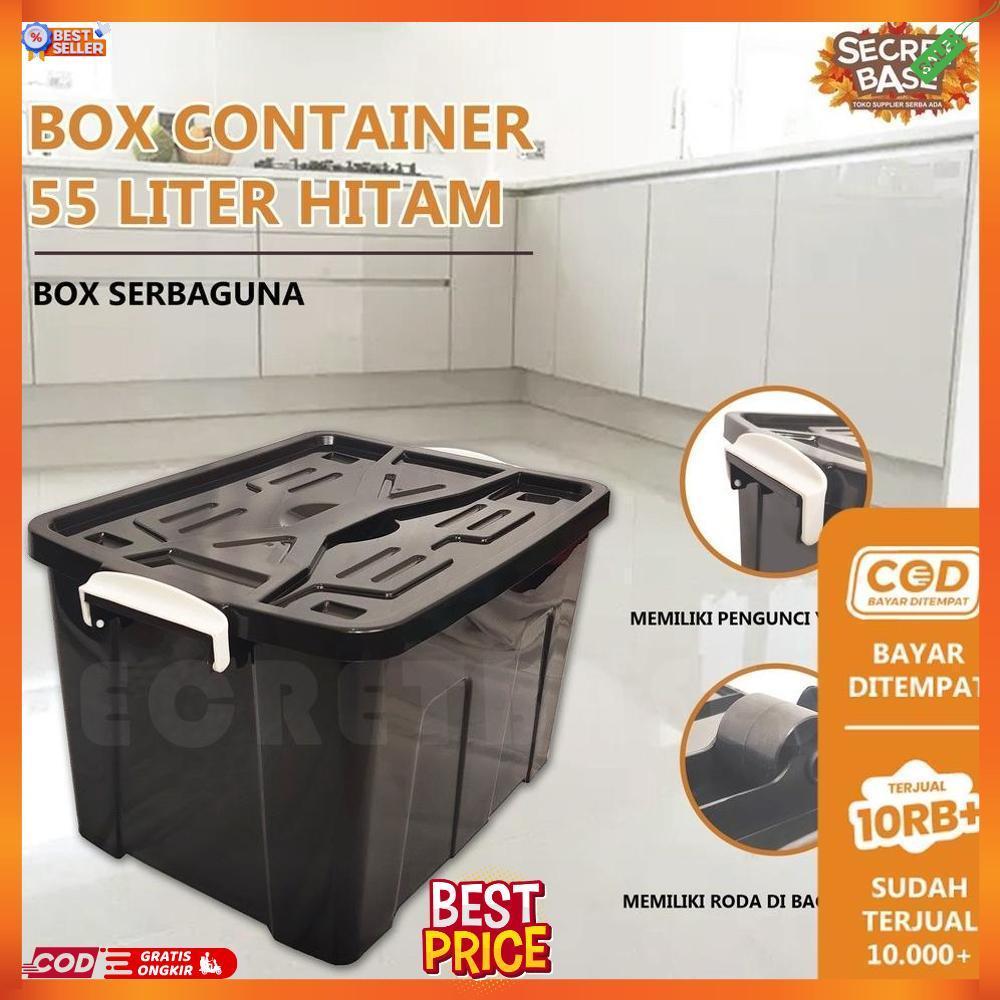 BOX CONTAINER 55 LITER + RODA - Kontainer Box Plastik / Container Box Besar