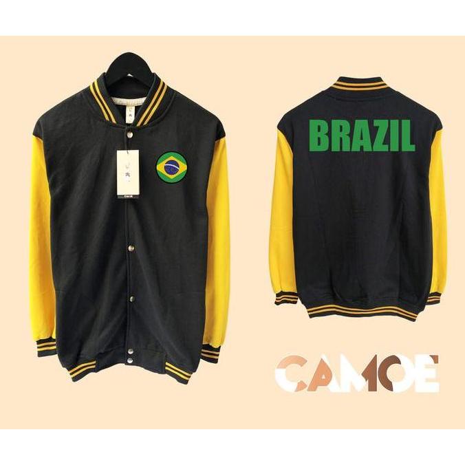PREMIUM / Jaket Varsity Premium CAMOE Brazil Flag Bendera Brasil