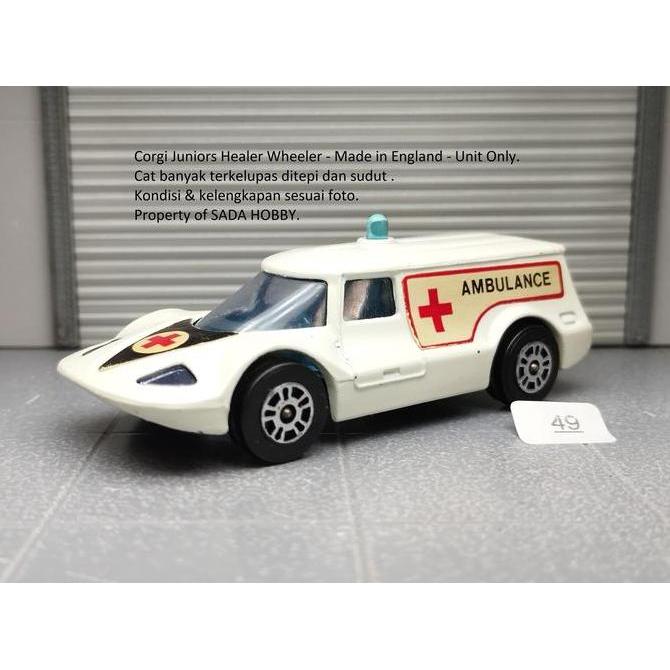 DIECAST VINTAGE 1976 CORGI JUNIORS WHIZZWHEEL HEALER WHEELER AMBULANCE ENGLAND UNIT ONLY MINUS MIX99