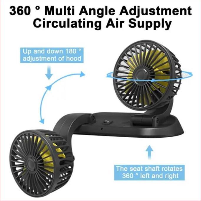 [HJS] Kipas Angin Mobil 12-24V 2 Kepala Dingin AC Truk 360