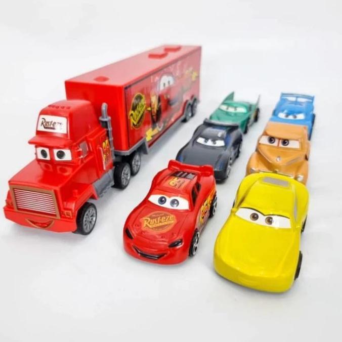 Mainan Mobil Cars Set 7 Pcs Cars 3 McQueen Truck Set 7 Pcs HS