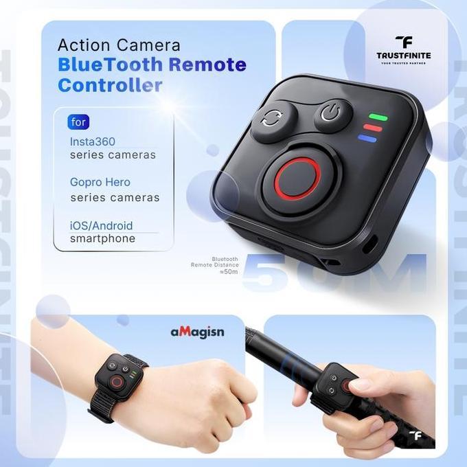 aMagisn Universal Action Camera Bluetooth Remote Controller for Insta360 X5/X4/X3/Ace Pro 2/Go 3/Go 