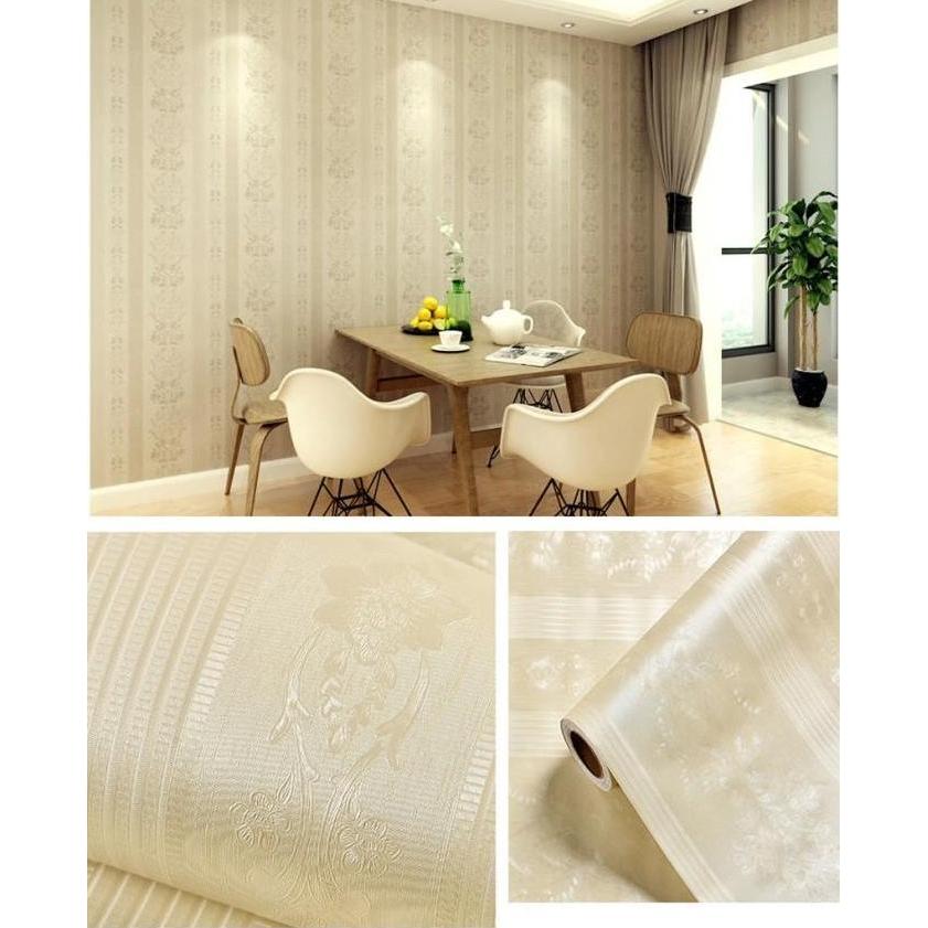 Wallpaper Sticker Dinding 3D Garis Gold Bunga Rose Salur | Stiker
