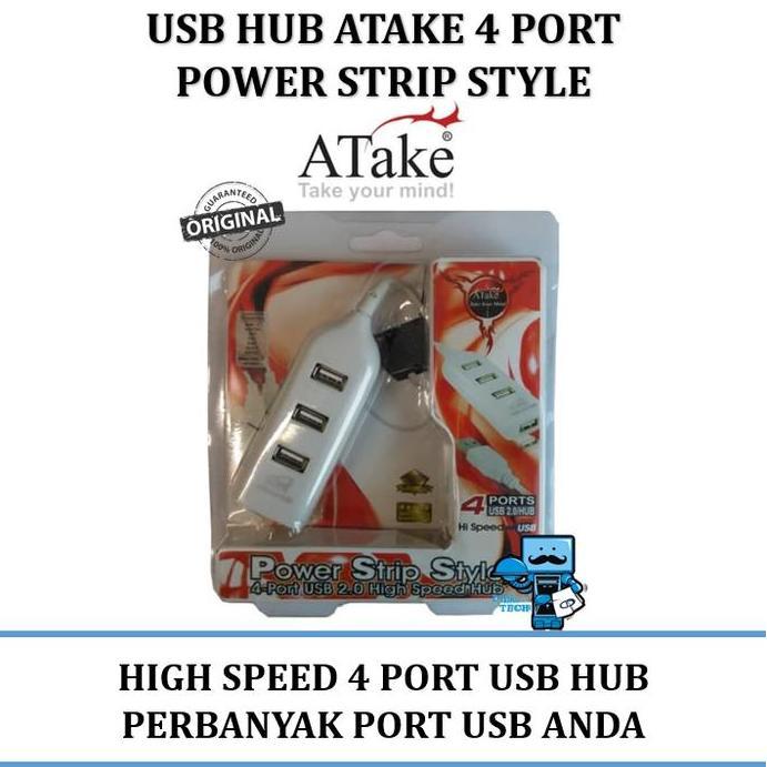 DF72 - USB Hub 4 Ports Atake - Power Strip Style, High speed