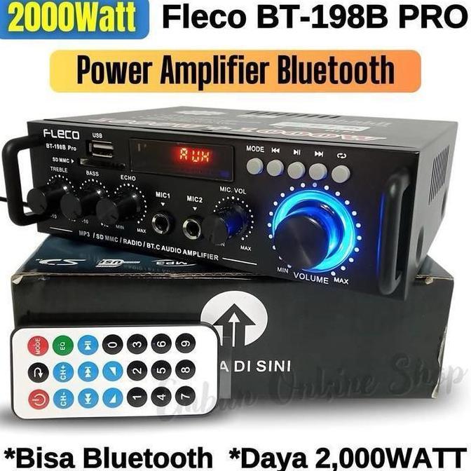 BISA COD Power Amplifier Fleco Bt-198B Pro_Amplifier Bluetooth_Full Bass Daya 2000W Amplifier Origin