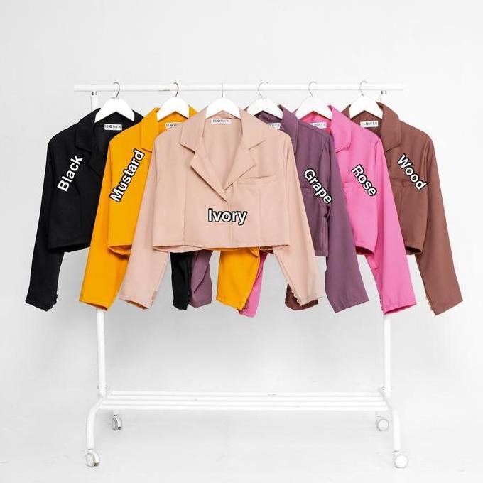 PREMIUM / Mely Blazer Crop || Blazer Outer Crop || Blazer Crop Korean Style Linen Keren Wanita Nyama
