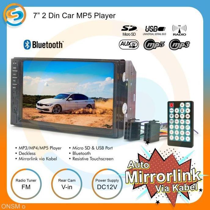 Headunit Double Din 7 Inch Mirror Link With Bluetooth Usb Mp3 Mp4 Mp5