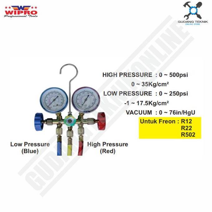 PEUNBIM Regulator Freon AC WIPRO HS-1050 / Alat Ukur Tekanan Set R407C R134A
