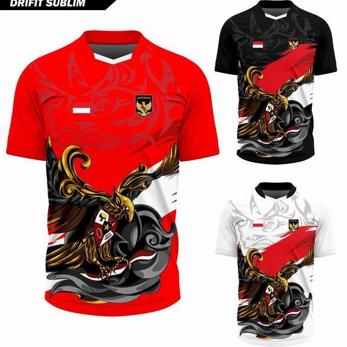 Jersey Olahraga Garuda Merah Putih Baju Futsal Kaos Voli Atasan Badminton Running