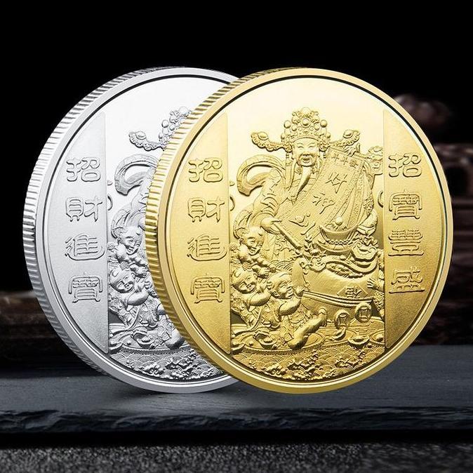 GABRIESEN Koin Keberuntungan 4cm Koin Feng Shui Souvenir Gold Coin Feng Shui Dewa Rejeki Feng Shui
