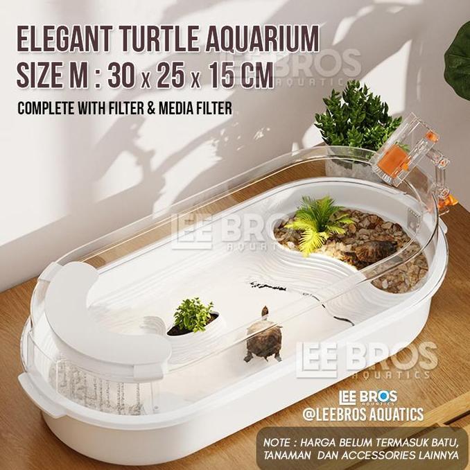 Aquarium Kura Kura M Size / Complete Turtle Aquarium / Kandang Kura Kura / Tank Kura Kura / Turtle T