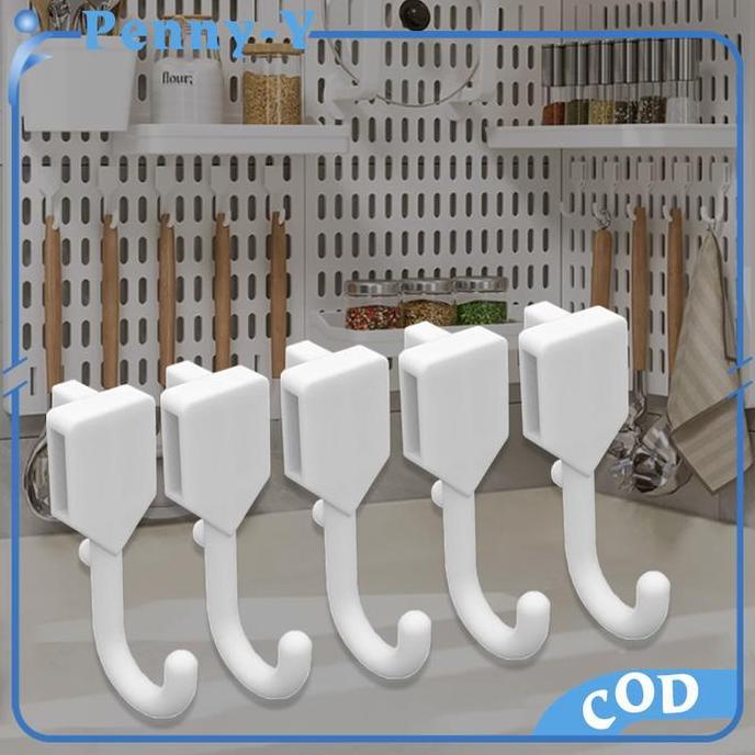 PODAMANS 5pcs Ikea Putih Pegboard Dinding Aksesoris Hook Pegboard Bahan Abs