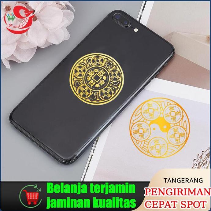 CALYEUM Stiker Emas timbul Hoki keberuntungan motif koin ba gua stiker emas aksesoris hp stiker embl