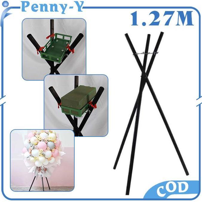 PODAMANS 127cm Tripod Flower Standing Wooden stand flower Kayu Standing Flower