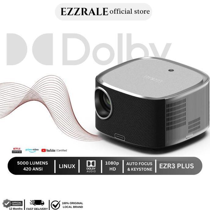EZZRALE EZR3+ SMART PROJECTOR 420 ANSI  LINUX OS NETFLIX CERTIFIED