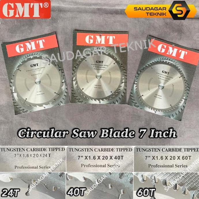 Mata Gergaji Potong Kayu Gmt 7 Inch 24T 40T 60T Circular Saw Blade 7" 24 T 40 T 60 T Mata Circle 7 I