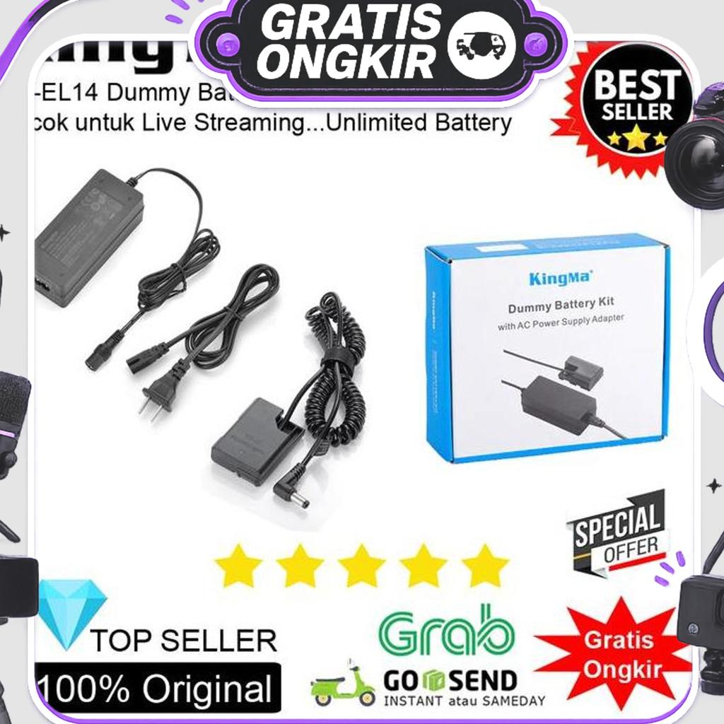 Kingma Dummy Battery Nikon En-El14 - For Live Streaming - Vlog & Timelapse - Baterai Colok Listrik C