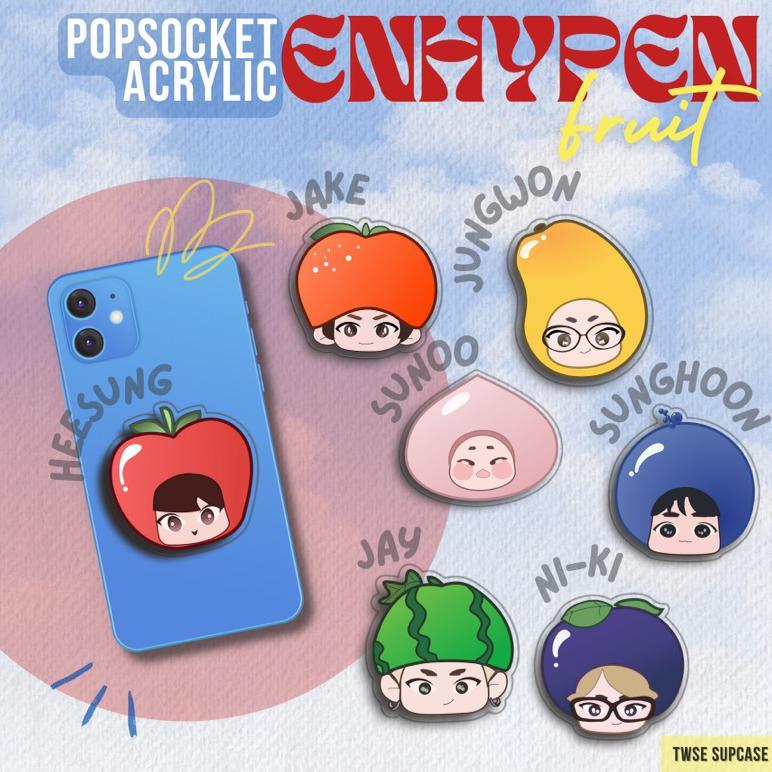 ENHYPEN FRUIT GRIPTOK POPSOCKET ACRYLIC FANMADE UNOFFICIAL PHONE HOLDER KPOP