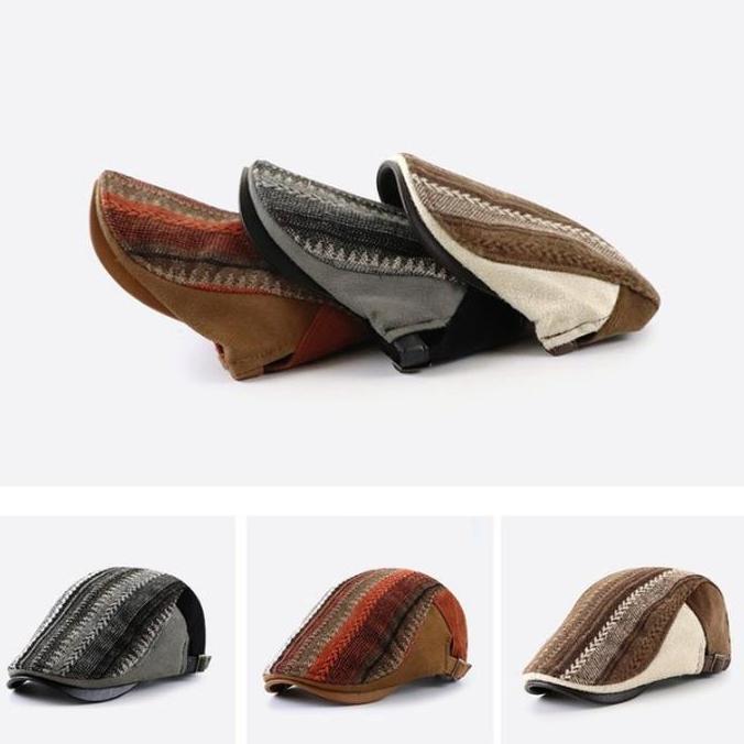 ATHHINE Flat Cap Pria Dan Wanita / Topi Pet Corduroy / Newsboy Cap Sutradara
