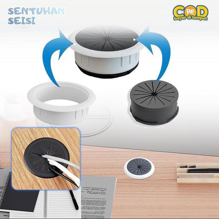 Bisa COD Tutup Gromet Lobang Kabel Meja 4pcs Penutup Lubang Kabel Meja Silikon Tutup Meja Kabel 60mm