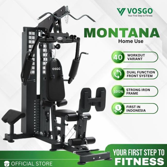 Ftns - Montana Vosgo Alat Fitness Home Gym 1 Sisi Berat 72Kg Dilengkapi Stack Cover Dan Variasi Gera