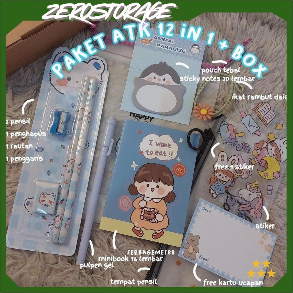 serbagemes88 - ALAT TULIS SET 12 IN 1 LENGKAP / STATIONERY UNTUK  PERLENGKAPAN ALAT TULIS / PAKET SO