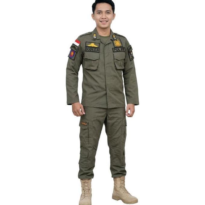 PDL SATPOL PP Terbaru Bahan Ripstop kotak Full Logo + Nama Baju Celana