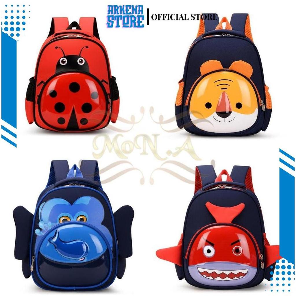 [SP_MONA] Tas Ransel Anak Sekolah PG/PAUD motif timbul karakter hewan 3 Dimensi Kualitas Premium M01