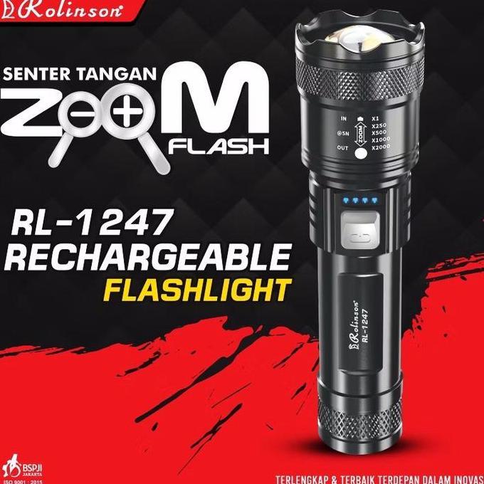 JAVATOO Senter Tangan Zoom Lcd Super Terang / Senter Zoom Super Light Rechargeable Flashlight