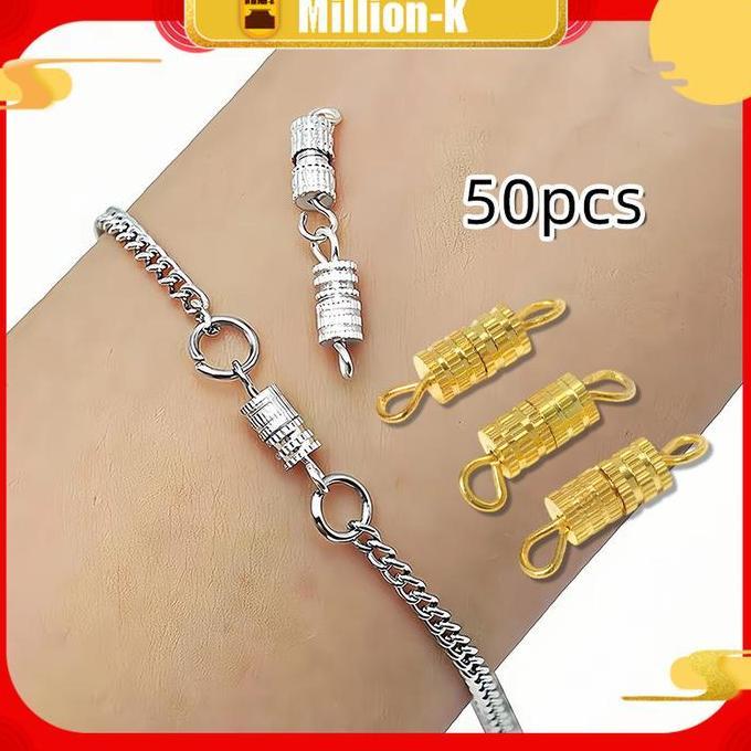 MEZIKUSA 50Pcs Pengait Kalung / Ulir Kalung Putar / Gelang Kait Ulir / Penyambung Kalung Gelang
