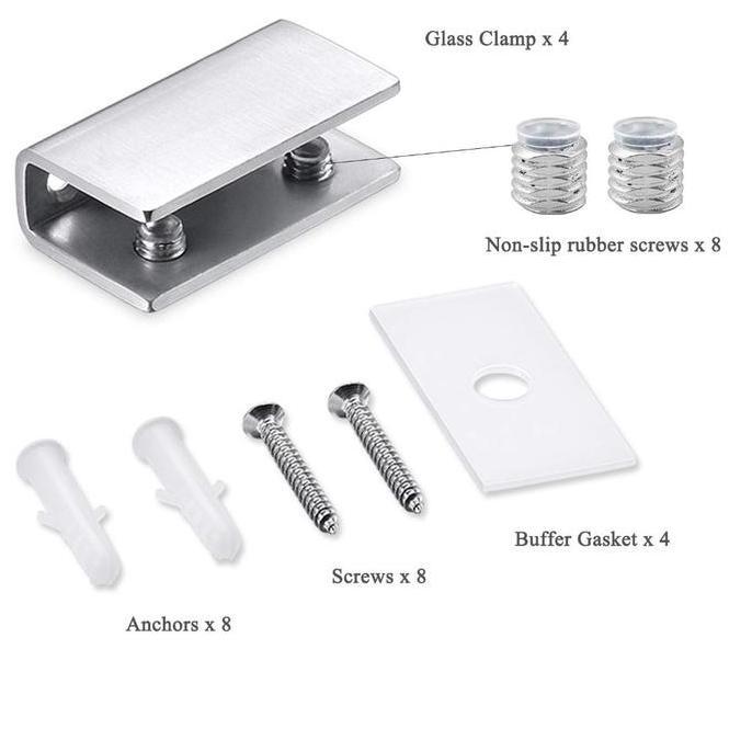 EYAMUY Stainless Jepit Kaca 304 Stainless Ambalan Jepit Kaca Permukaan Yang Disikat Jepit Kaca Stain