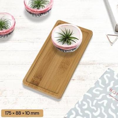 TSUZEMON Alas Tatakan Pot Tanaman Persegi Panjang dari Bambu Desain Minimalis