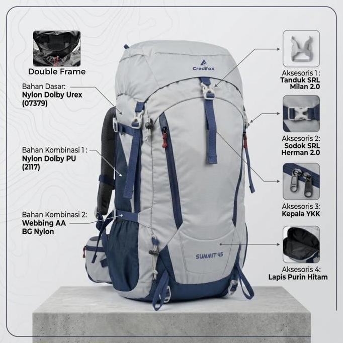 Pilihan - Credifox Tas Ransel 45Liter Summit Series - Tas Carrier 45Liter - Tas Keril Outdoor - Tas 