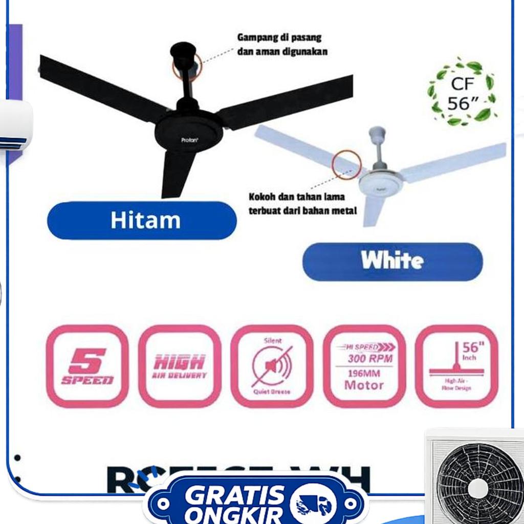 Kipas Angin Plafon Gantung 56 Inch Profan Rcf-56E Ceiling Fan 56 Inch Kipas Angin Gantung Hitam Bali