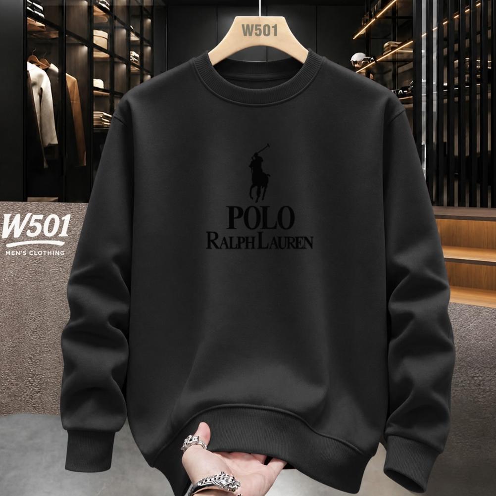 ORIGINAL W501 - SWEATER CREWNECK DISTRO P0L0 LAUREN HITAM BAHAN TEBAL 280 GSM JAKET PRIA & WANITA