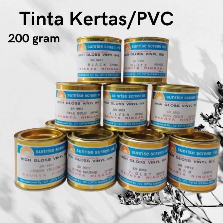 CAT SUNRISE 200gr Tinta Sablon Kertas Semua Warna Kemasan Kaleng PVC Ink Cairan Pewarna High Gloss P