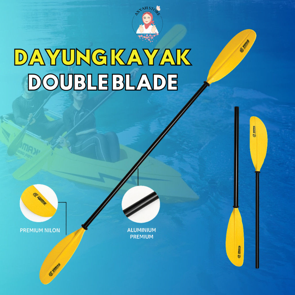 Dayung Kayak Double Blade Aluminium Premium  Bilah Nylon Tahan Lama untuk Canoe & Paddle Board