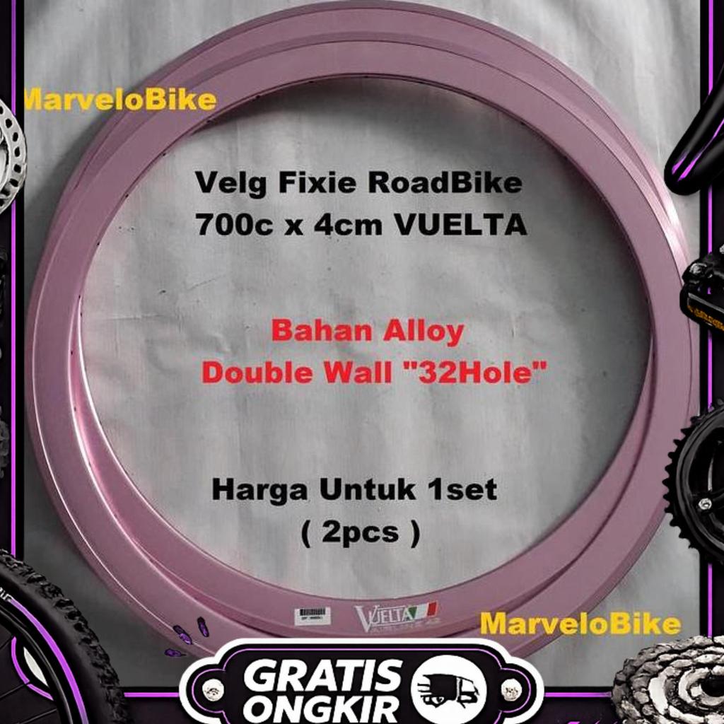 Rims Velg Sepeda Fixie Roadbike 700C 4Cm 32Hole Vuelta