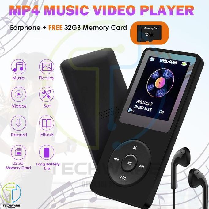 MP4 Player Bluetooth Radio FM/ MP3 Mini Player Bluetooth Speaker Free 32GB Micro SD Card USB/Type C 