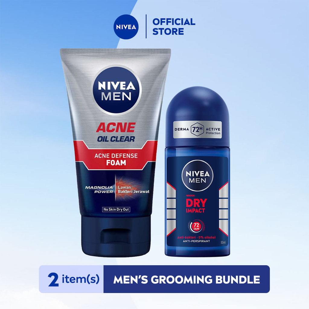 NIVEA MEN Personal Care Acne Oil Clear Acne Defense Foam & Deo Dry Impact Roll On