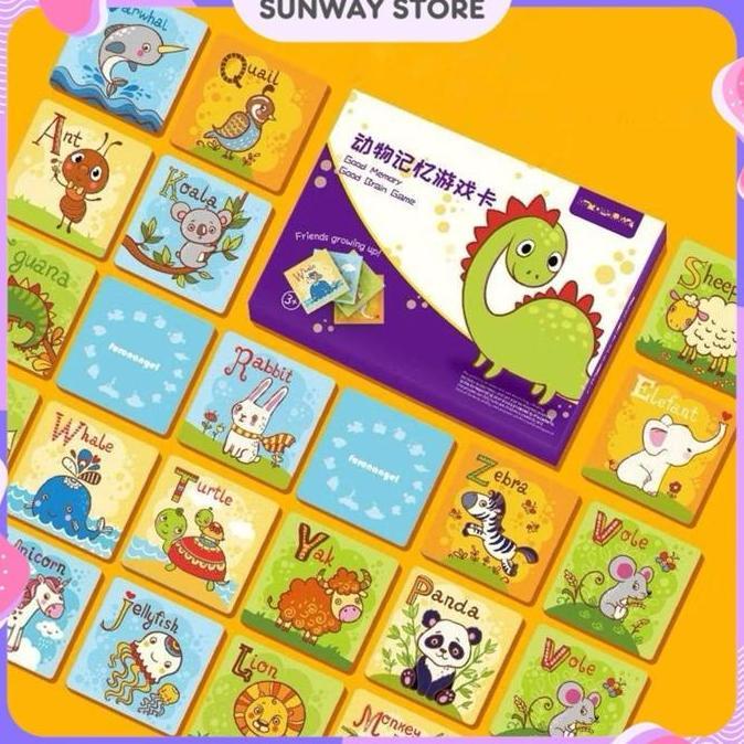 Puzzle Card Memory Brain Dino Game / Mainan Daya Ingat / Mainan Edukasi Anak / Memory Game Diskon