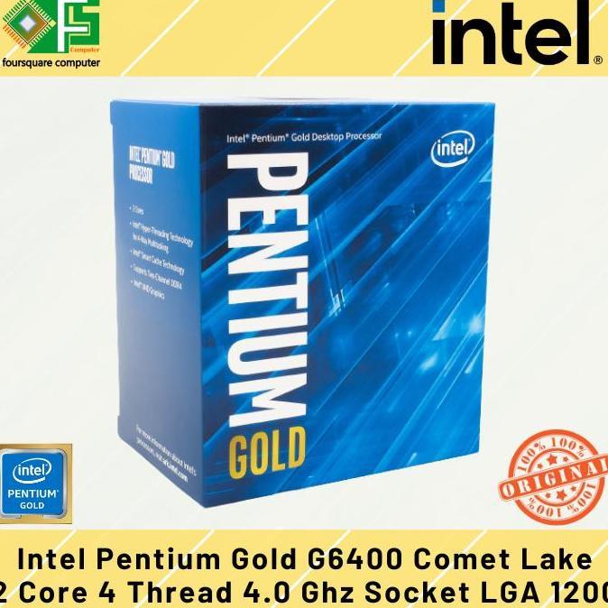TERMURAH - INTEL PENTIUM GOLD G6400 LGA 1200 / PROCESSOR INTEL PENTIUM G6400
