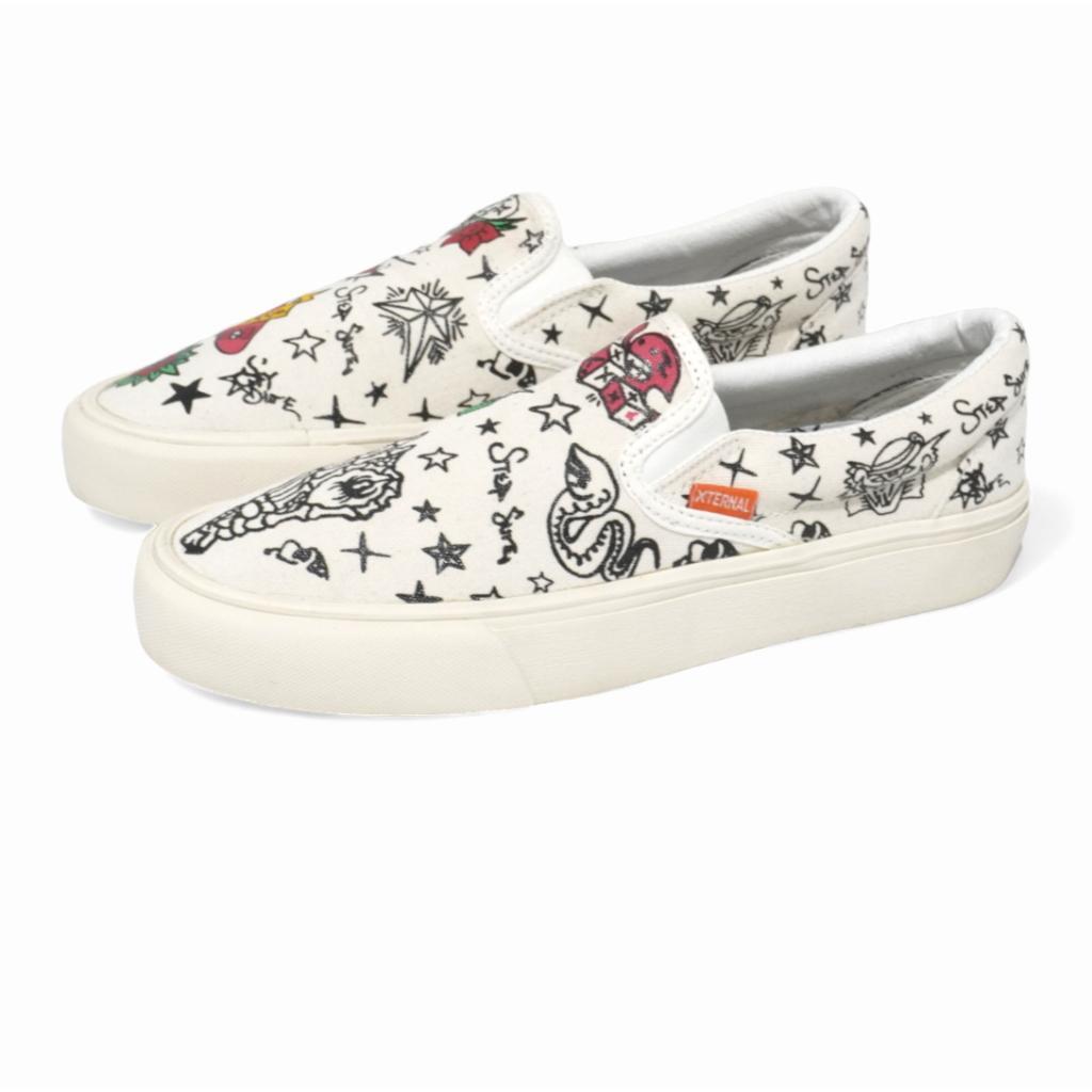 Xternalstepsure - Sepatu Slipon X Colour Tatto Cyrano Offwhite Casual Pria Wanita