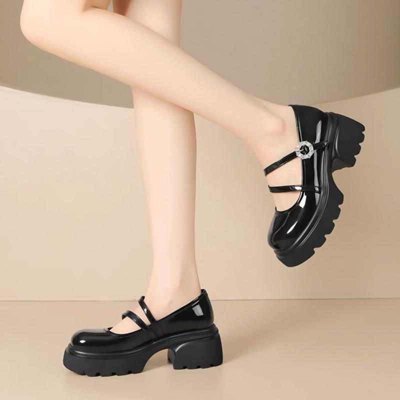 Sepatu Pantofel Kerja Wanita Gita Hitam Gesper Tinggi 5 Cm Docmart Maryjane Shoes Fashion Koreaan 18